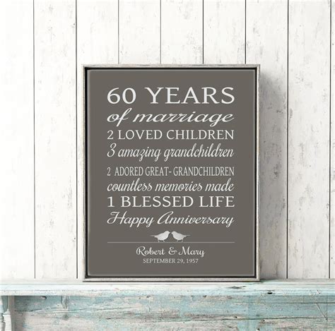 60th Anniversary T For Parents 60 Years Married Sign