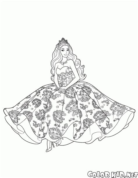Coloring Page Barbie In A Beautiful Dress