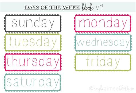 Build a journal, schedule, or just plan your week ahead of time using our free, simple tools. {free} days of the week labels | School fonts, School ...