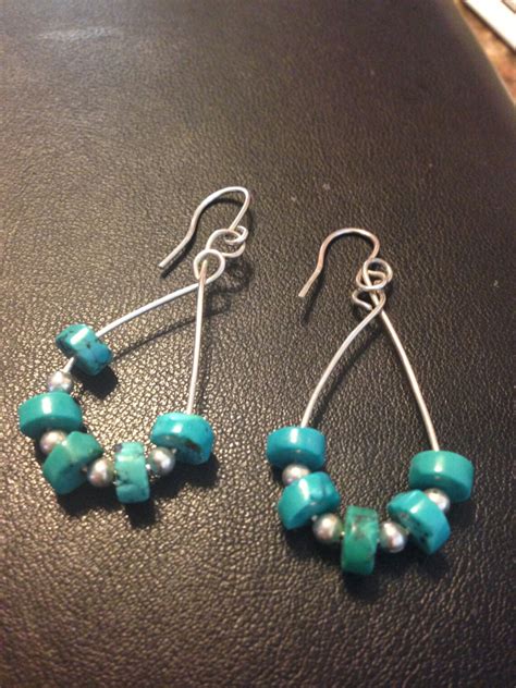 Turquoise And Sterling Hoop Earrings Heishi Beads Strung With Etsy