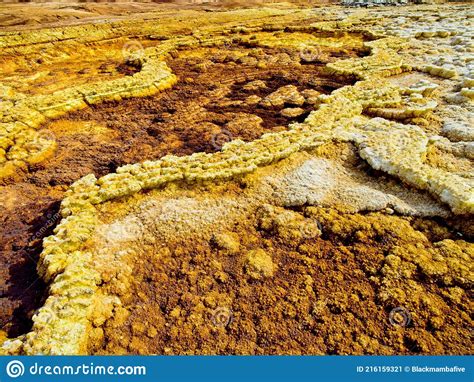 Closeup Of Rock Patterns Forming Lines In Nature Danakil Depression