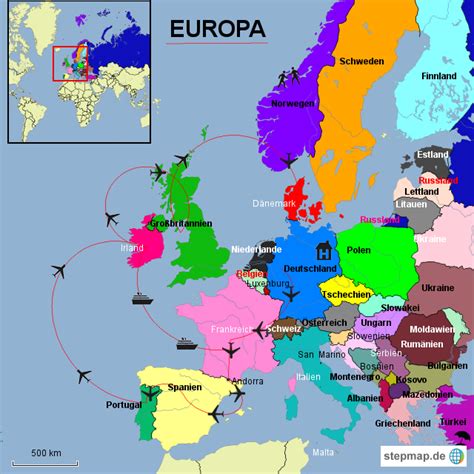 Stepmap Länder Europas Landkarte Für Europa