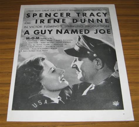 1944 Magazine Movie Ad A Guy Named Joe Spencer Tracy And Irene Dunne