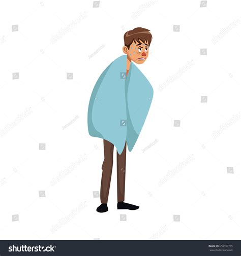 Sick Man Red Nose Symptoms Sweating Stock Vector Royalty Free