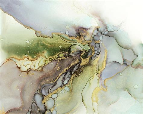 Earth Tones And Gold Abstract Ink Painting By Olga Shvartsur Fine Art