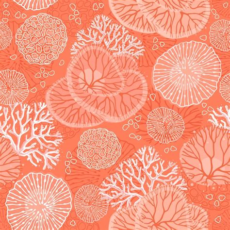 Marine Seamless Pattern With Beautiful Corals Premium Vector