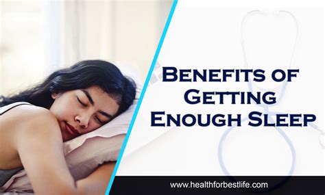 Benefits of getting enough sleep - Health For Best Life