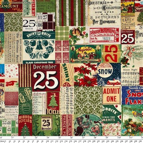 Tim Holtz Pwth080 Merriment 25th Multi Cotton Fabric By Yard