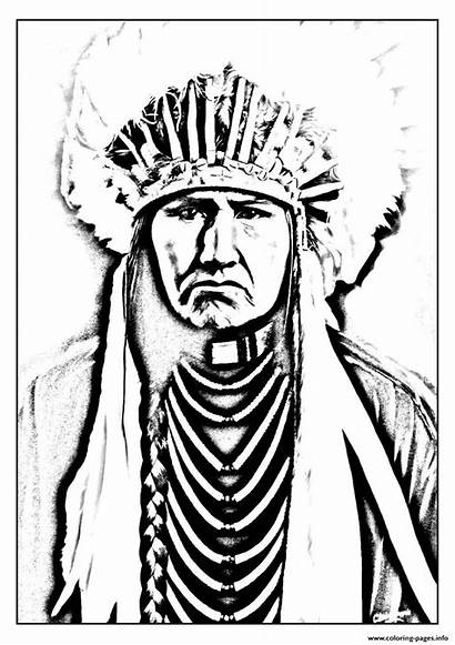 Native Coloring Indian American Adult Pages Printable