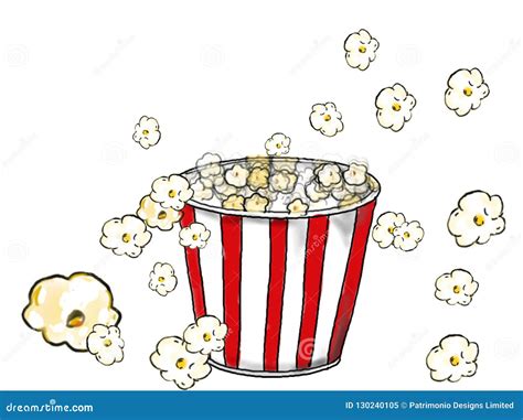 Popcorn Popping Drawing Color Stock Image 130240105