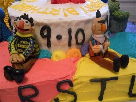 Bert And Ernie On My Sesame Street Cake I Made Them Out Of Fondant