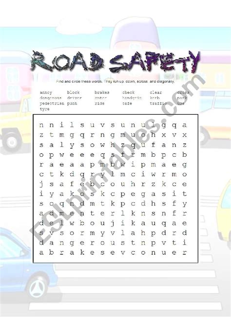 Road Safety 1 Word Search Puzzle With Answers Esl Worksheet By Floor06