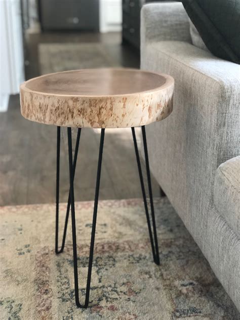 Live Edge Wood End Table Etsy