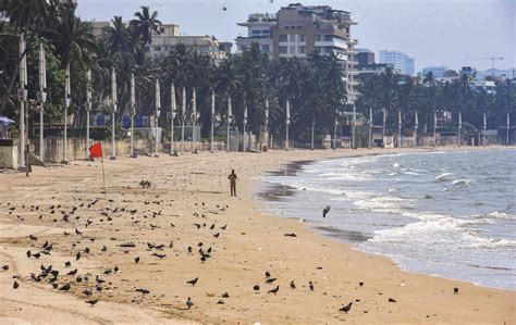 Police Patrol Juhu Beach After Authorities Imposed Restrictions To