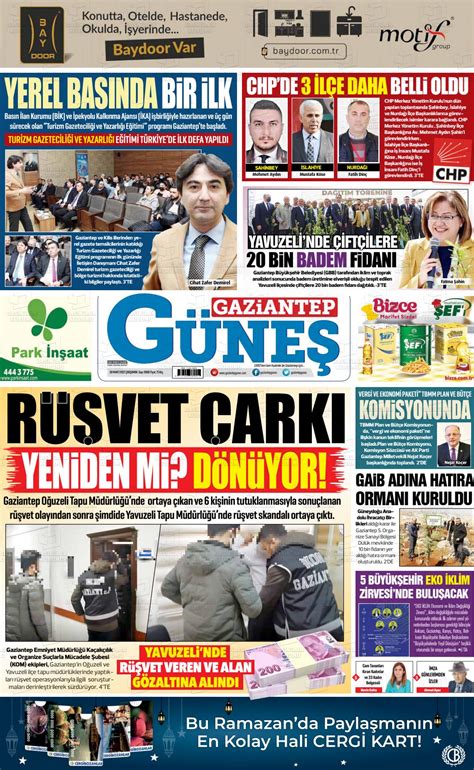 30 Mart 2022 tarihli Gaziantep Güneş Gazete Manşetleri