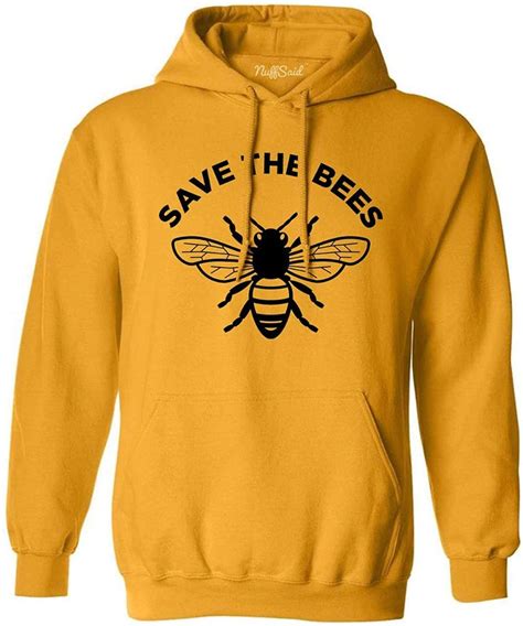 Nuffsaid Save The Bees Hooded Sweatshirt Unisex Honey Bee Environment