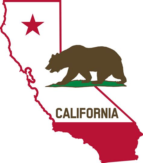 Clipart California Outline And Flag Solid