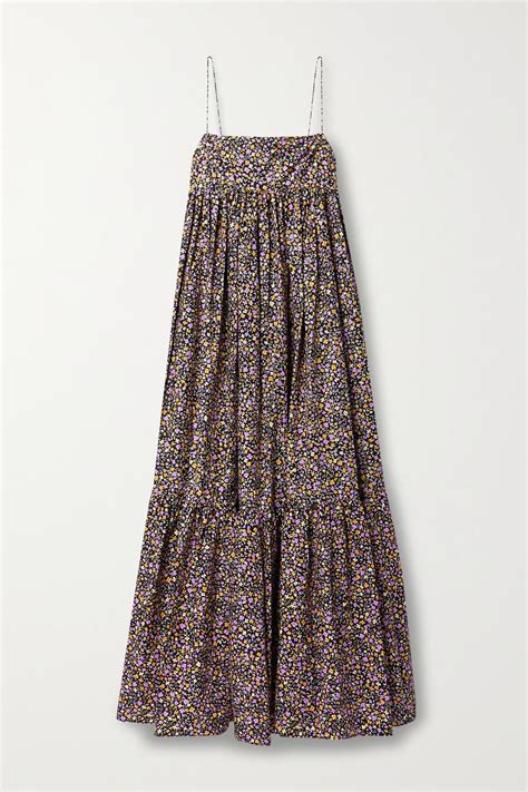 Matteau Net Sustain Floral Print Organic Cotton Poplin Maxi Dress In Purple Lyst