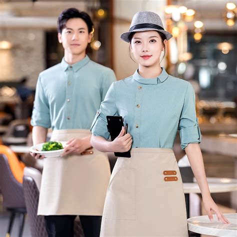 Chinese Restaurant Waiter Uniform Long Sleeve Waitress Overalls Fast