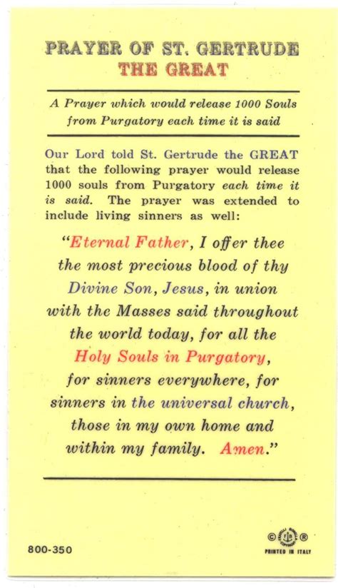 Prayer Of Saint Gertrude For The Poor Souls In Purgatory Faith