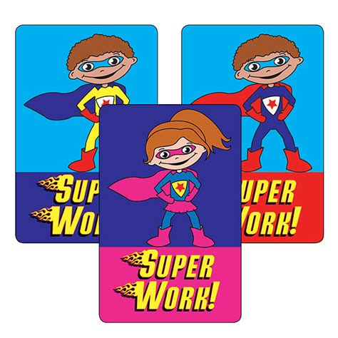 Super Work Superhero Stickers 32 Stickers 46mm X 30mm
