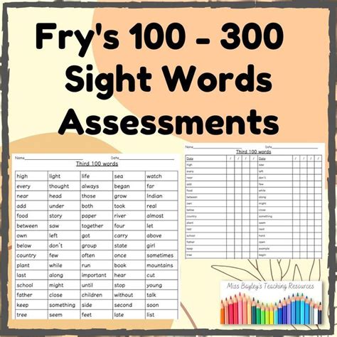 Frys 100 300 Sight Word Assessments Bundle In 2022 Sight Word