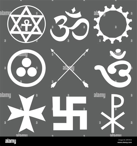 Vector Religious Symbols Set On Dark Background Stock Vector Image And Art Alamy