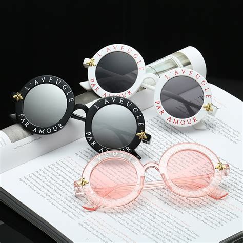 Round Letters Stylish Sunglasses 2018 Personality Vintage Steampunk