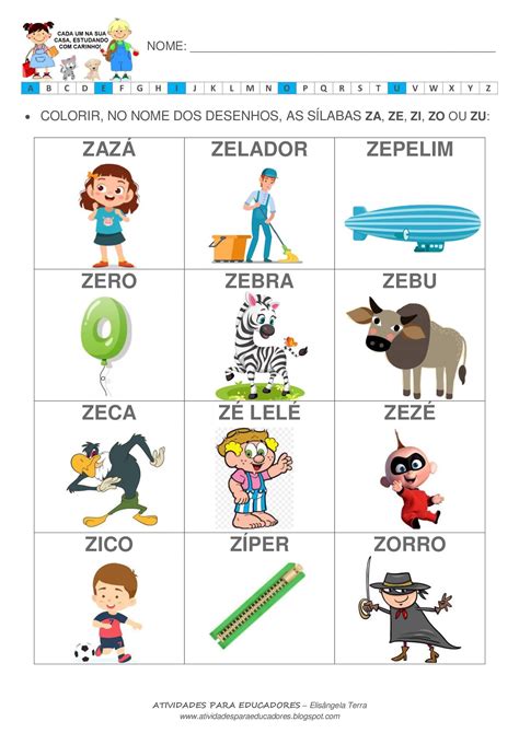 Atividades De Ortografia Para O 1º Ano Sílabas Za Ze Zi Zo Zu