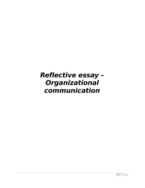 Reflective Essay On Organizational Communication Desklib