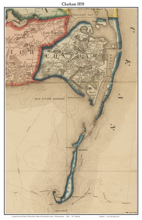 Chatham Massachusetts 1858 Old Town Map Custom Print Barnstable Co