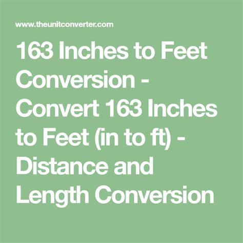 163 Inches To Feet Conversion Convert 163 Inches To Feet In To Ft
