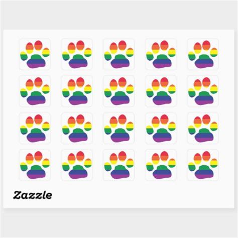 Gay Pride Paw Print Square Sticker Zazzle