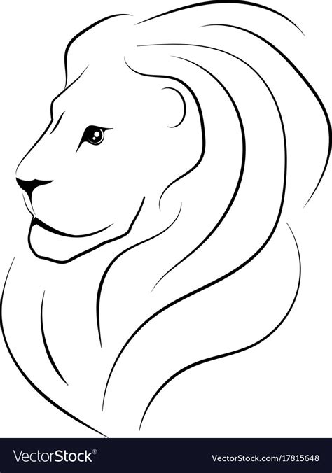 The Head Of The Lion Sideways Black Outline Vector Image