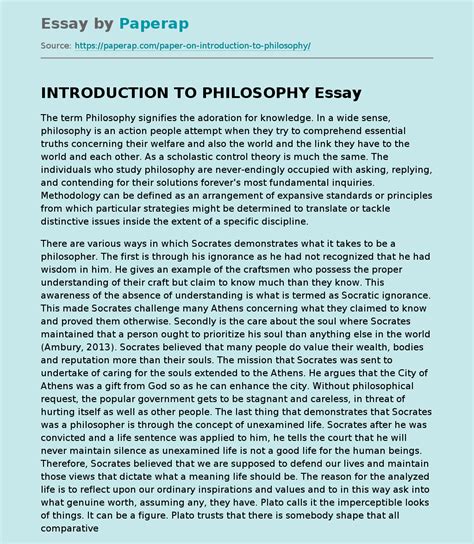 Introduction To Philosophy Free Essay Example