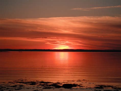 Red Sunset Over The Seas In Quebec Canada Image Free Stock Photo