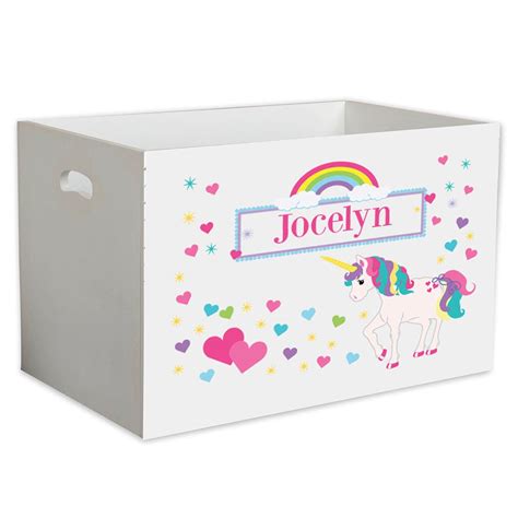 Girls Personalized Unicorn Toy Box Toys Storage Bin Crate For Etsy