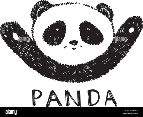 Hand Drawn Panda Vector Illustration Isolated On White Panda Logo