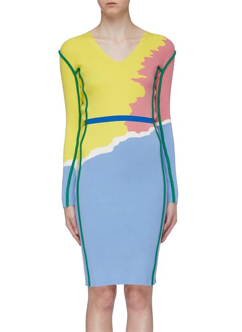 Colourblock Abstract Jacquard Rib Knit Dress By I Am Chen Coshio