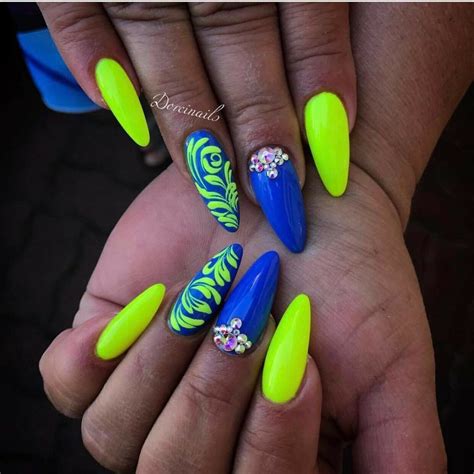 Neon And Blue Nail Art Neon Nail Art Neon Nail Polish Neon Nails Dope