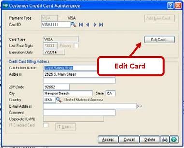 301 moved the document has moved here. Sage 100: Entering Credit Card Info in Customer Maintenance