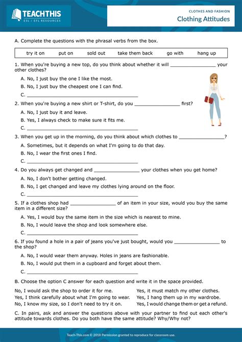 Clothes And Fashion Clothes Worksheet Esl Activities English