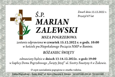 Marian Zalewski Zakład Pogrzebowy Święty Józef Żukowo