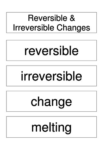 Ks2 Reversible And Irreversible Changes Science Vocabulary Flashcards31