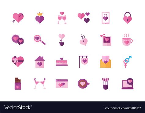 Bundle Valentines Day Set Icons Royalty Free Vector Image