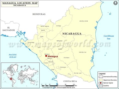Where Is Managua Location Of Managua In Nicaragua Map