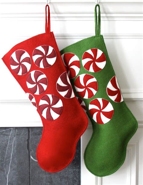 Handmade Wool Felt Christmas Stocking Celebrate With Green Peppermints At The Holidays In 2021