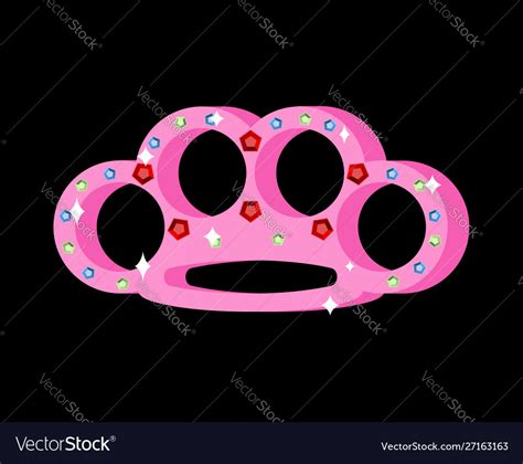 Pink Brass Knuckle With Diamonds Female Weapons Vector Image