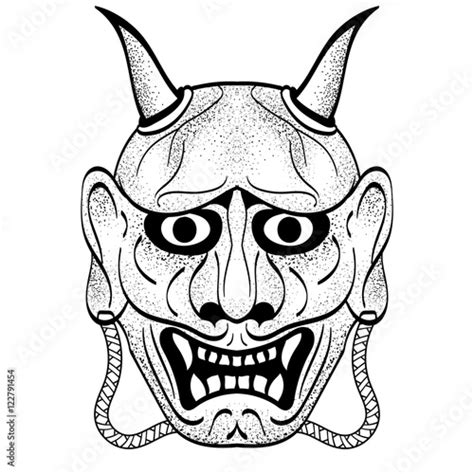 The Demons Head Oni Asian Style Of Drawing Horns Big Ears And Eyes