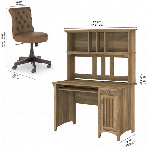 Furniture Salinas 48w Computer Desk With Hutch And Mid Back Tufted